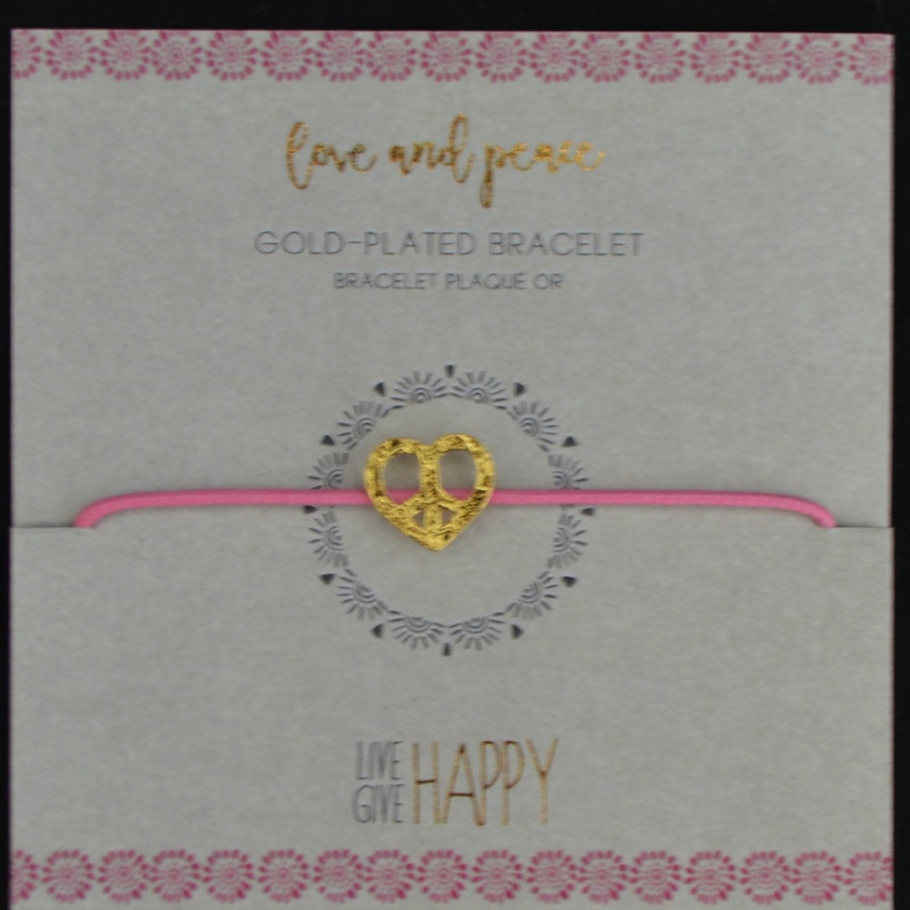 NEW Love & Peace Gold Plated Bracelet